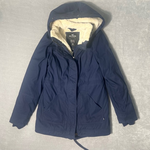 Hollister Jackets & Blazers - Hollister Heritage Collection Navy Blue Faux Fur Lined Hooded Parka Jacket XS